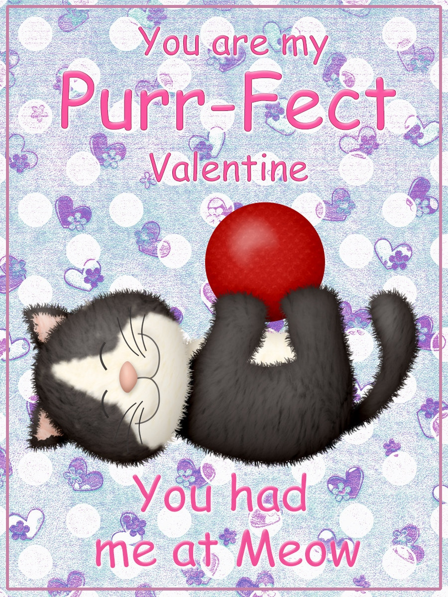 Cat Valentines Printable Suckers