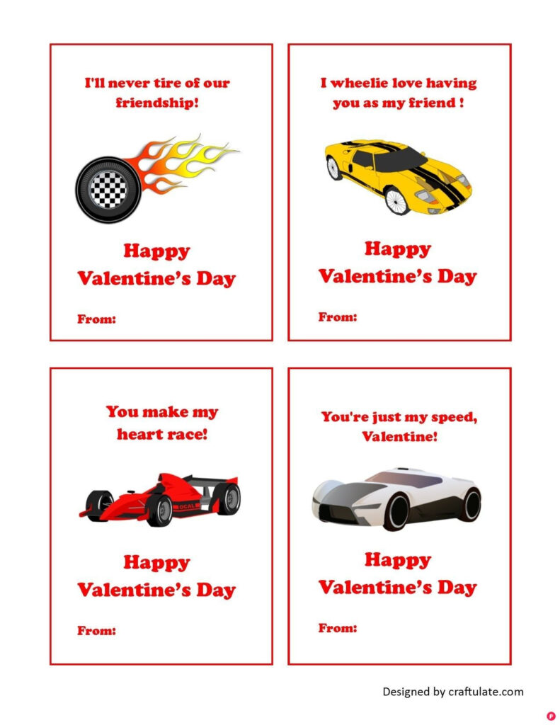 Hot Wheels Valentine Printable
