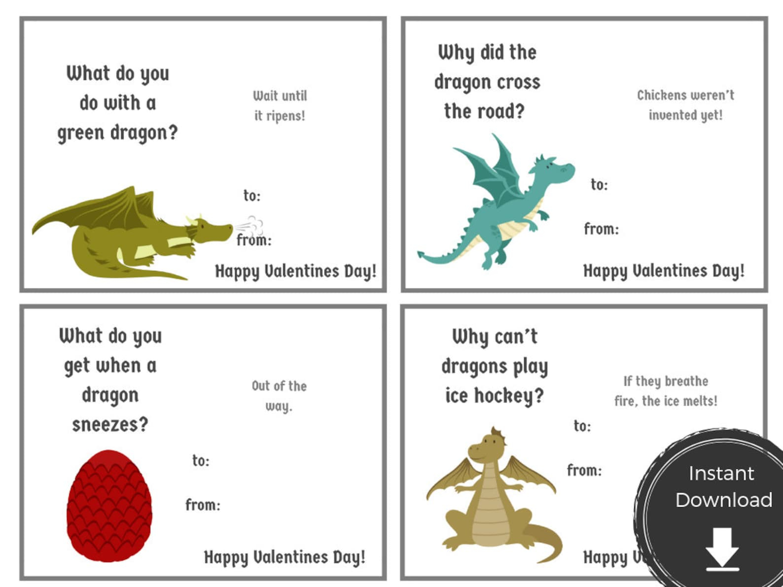 Free Printable Dragon Valentines