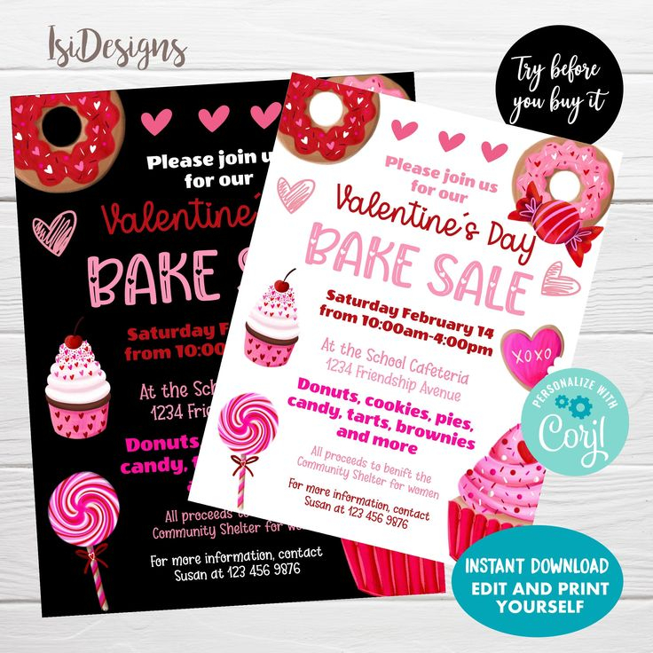Free Printable Valentines Day Bake Sale Flyer