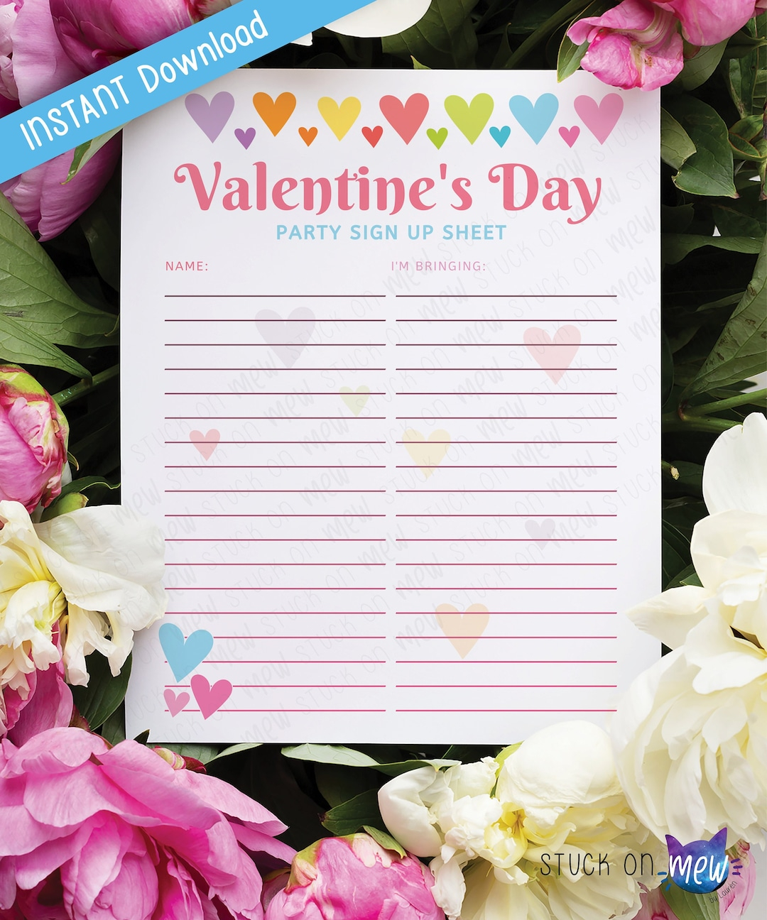Valentines Day Sign Up Sheet Printable