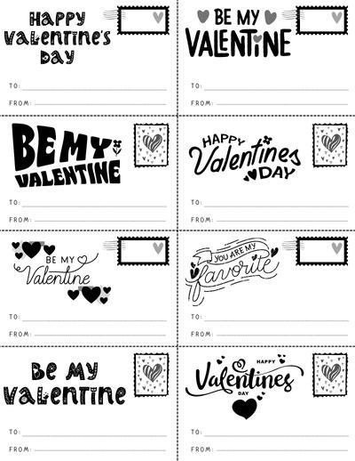 Black And Whitefree Printable Valentine Cards For Classmates