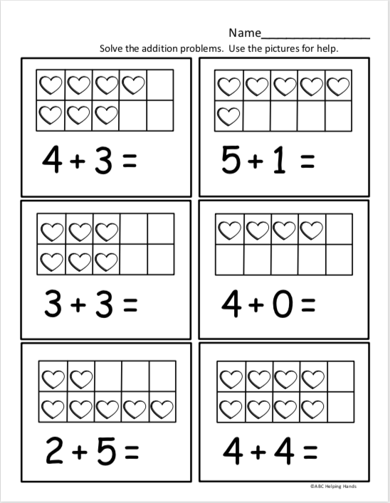 Valentine Math Kindergarten Printables