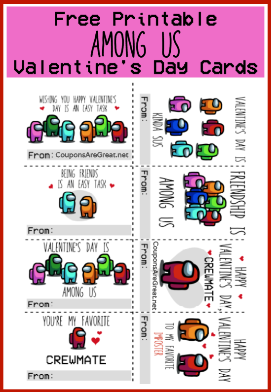 Among Us Valentines Printable Free