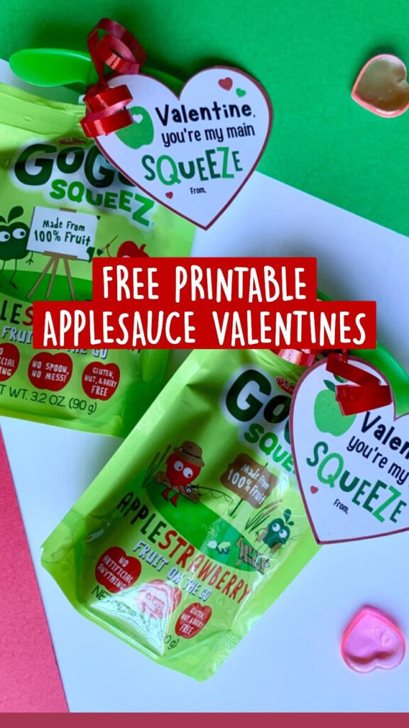Free Printable Applesauce Pouch Valentines