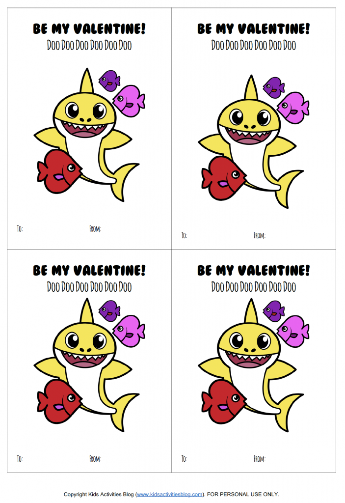 Baby Shark Valentine Printables