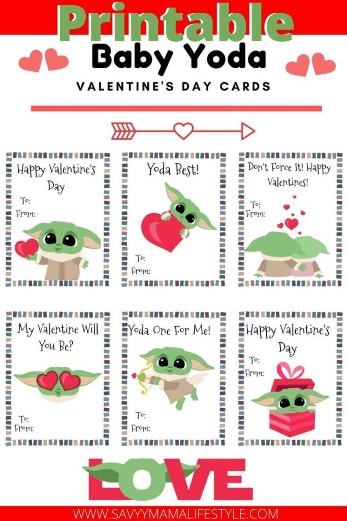Baby Yoda Valentines Card Printable