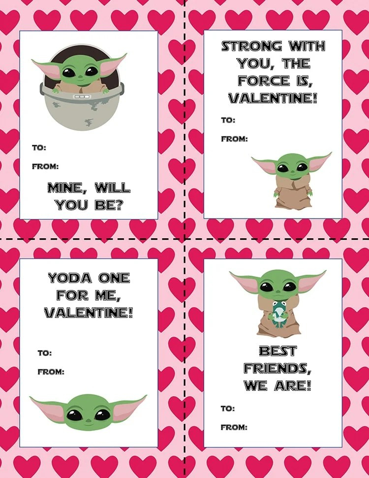 Baby Yoda Valentines Printable