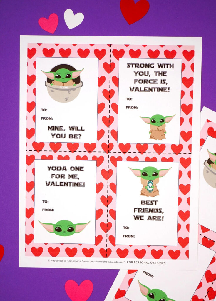 Baby Yoda Valentines Card Printable