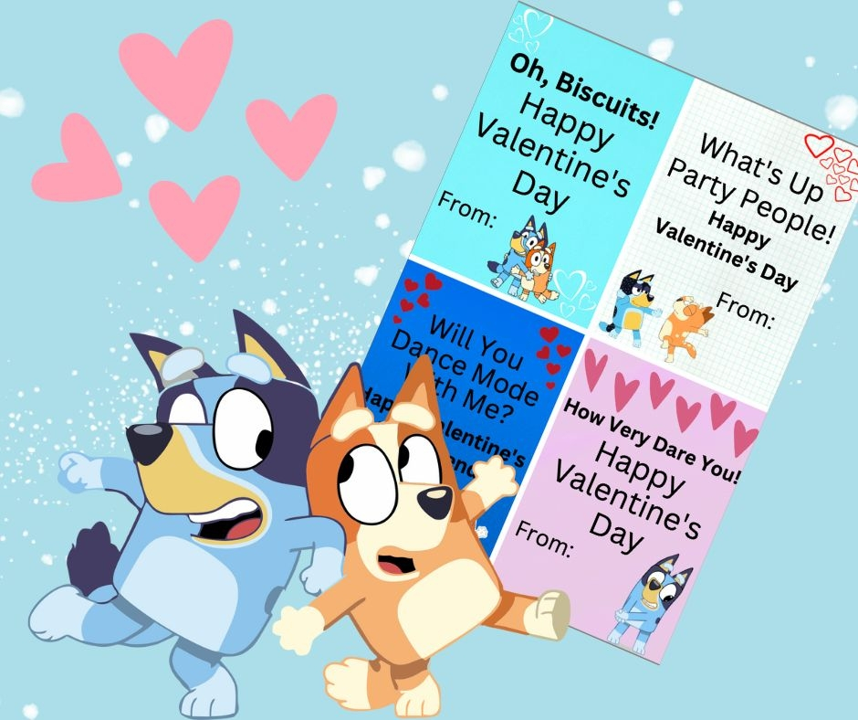Free Printable Bluey Valentines Cards