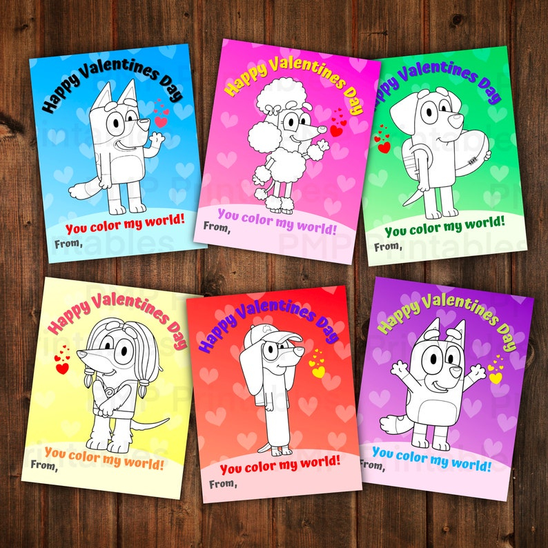 Free Printable Bluey Valentines Cards