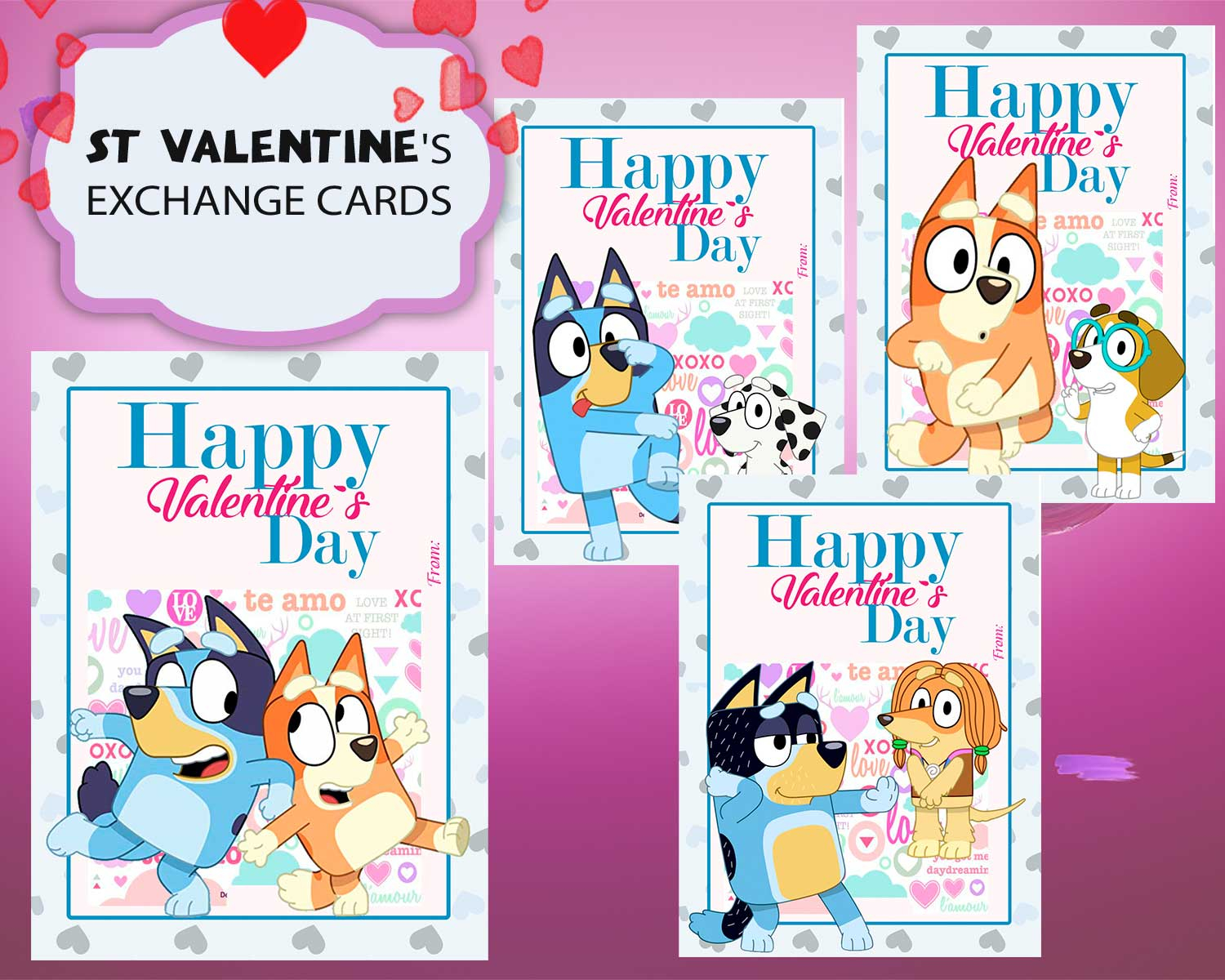 Bluey Valentine Coloring Pages Printable