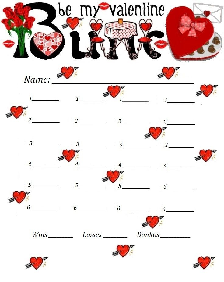 Bunco Free Printable Valentine's Fondue Champagne Score Sheet
