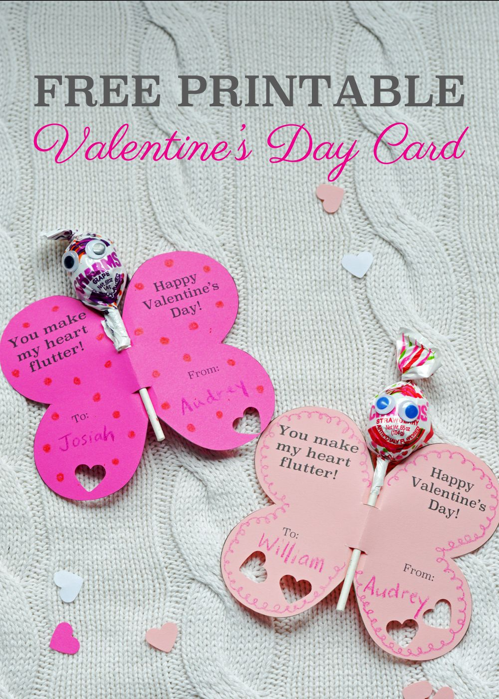 Butterfly Lollipop Valentines Printables
