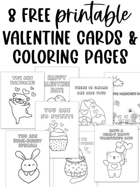 Printable Coloring Valentine's Day Cards