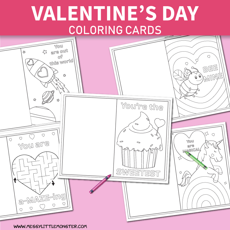 Printable Coloring Valentine's Day Cards