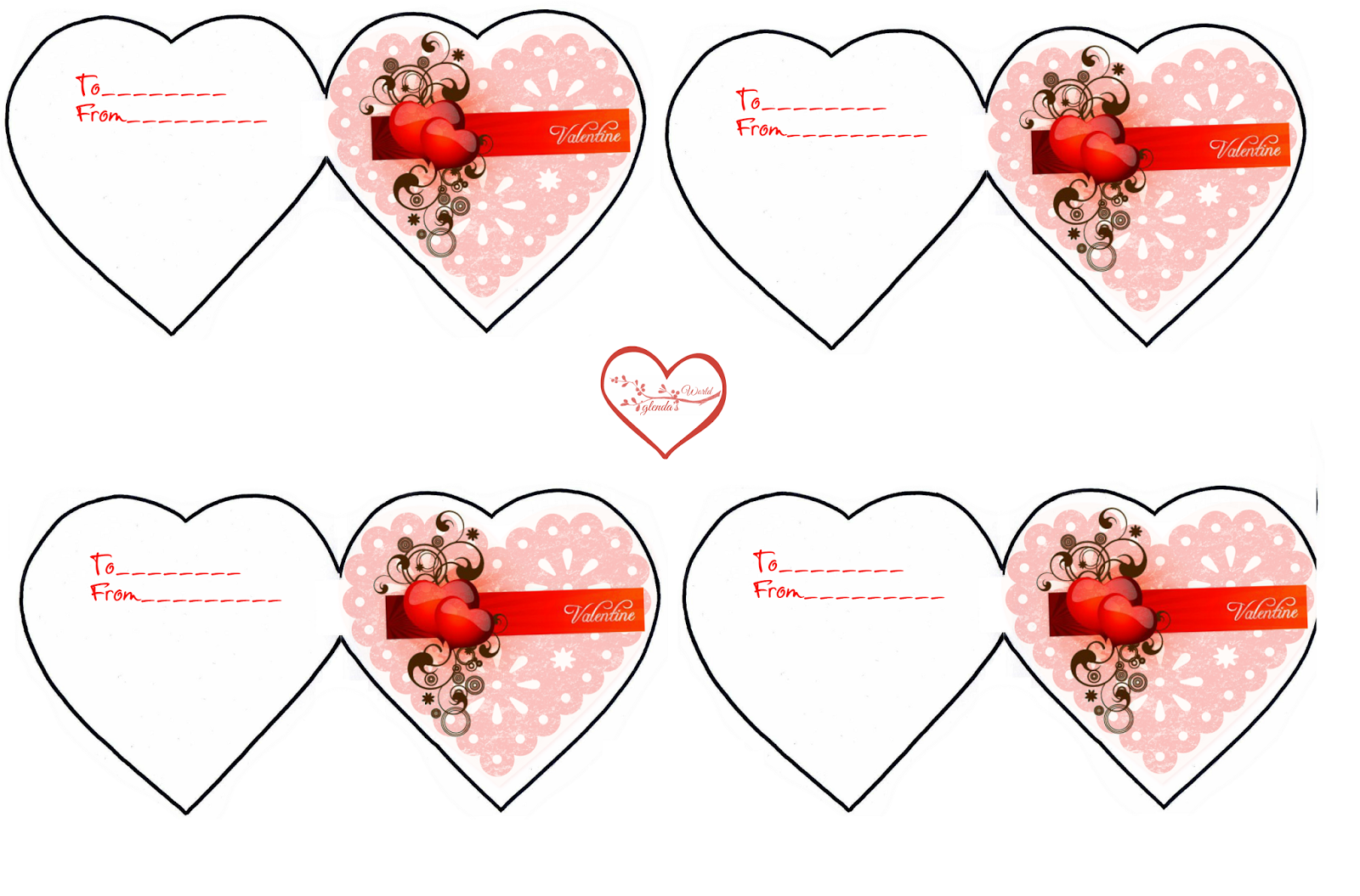 Printable Folding Valentine Cards