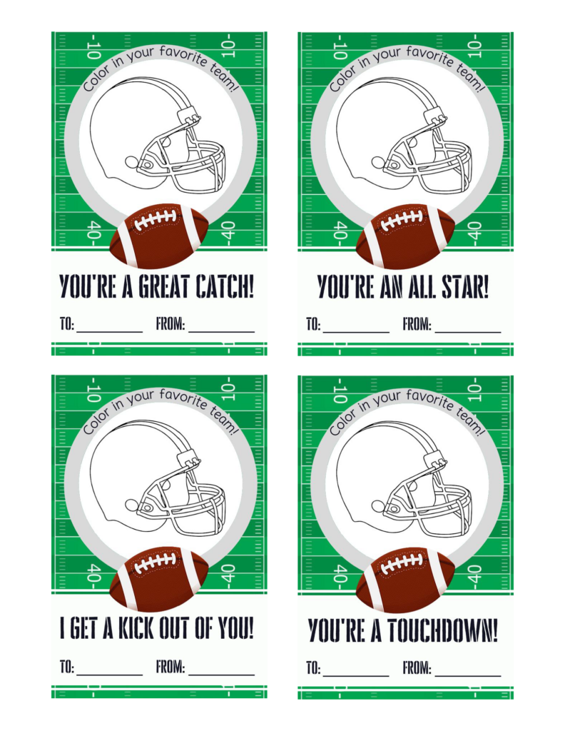 Printable Football Valentine Cards