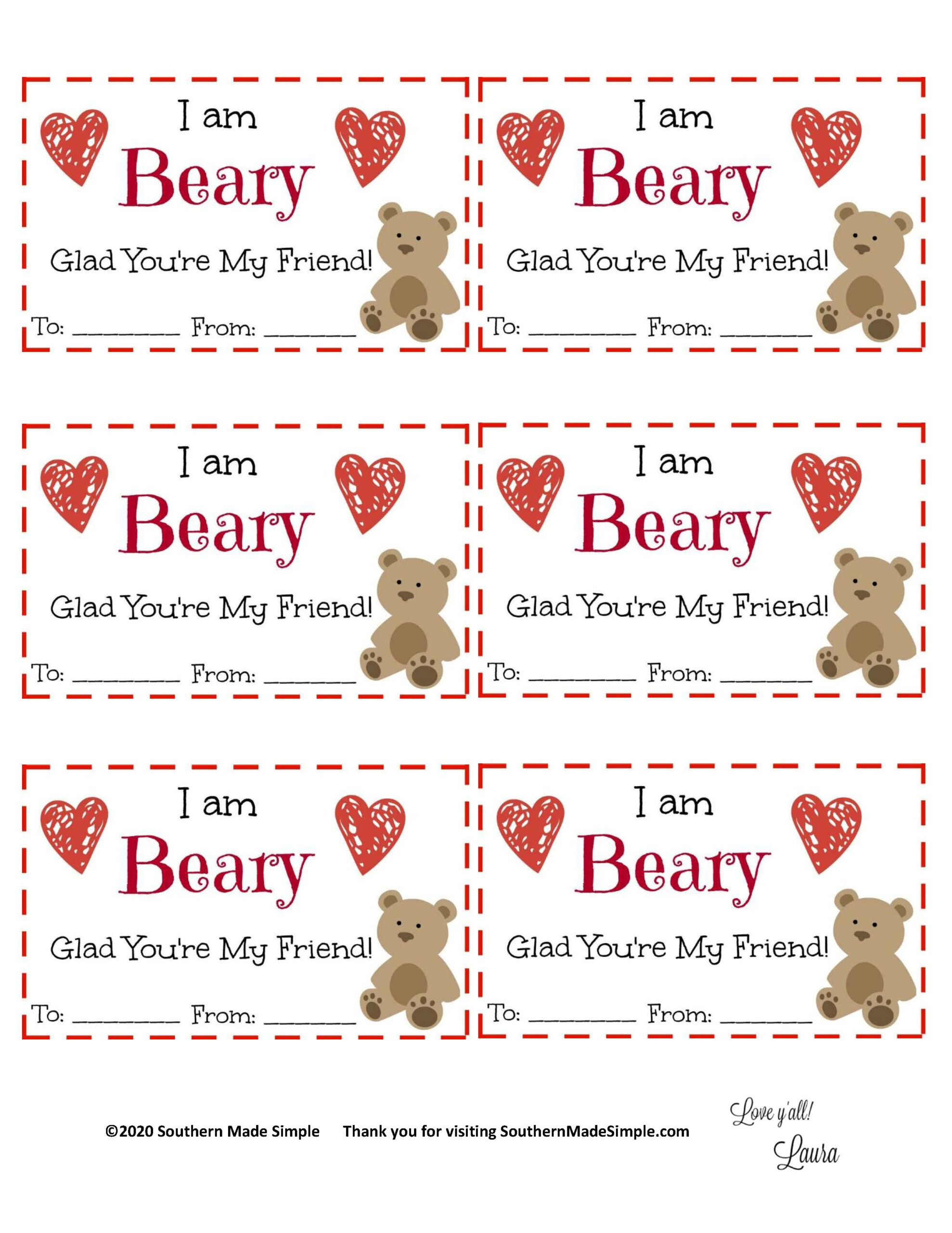 Printable Friend Valentine Cards