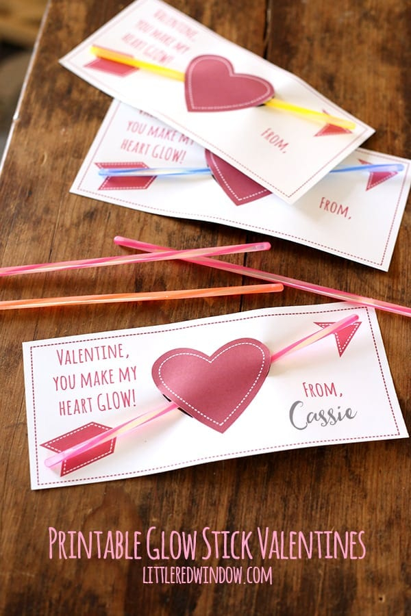 Glow Stick Valentines Free Printable
