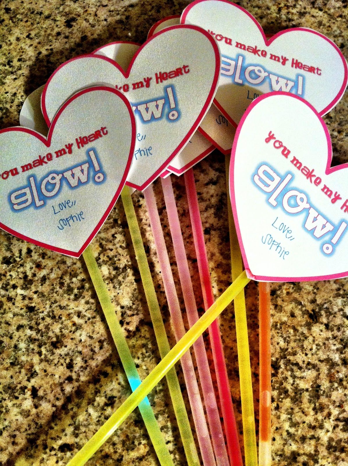 Glow Stick Valentines Free Printable
