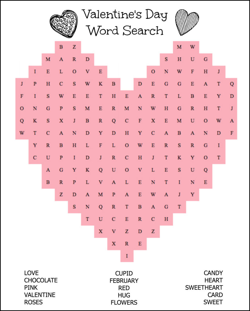 Valentines Day Word Search Printable