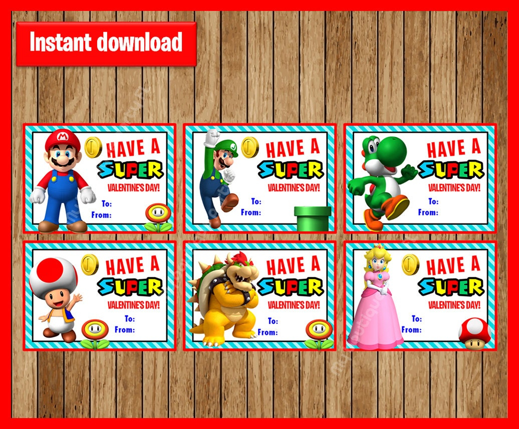 Free Printable Super Mario Valentines