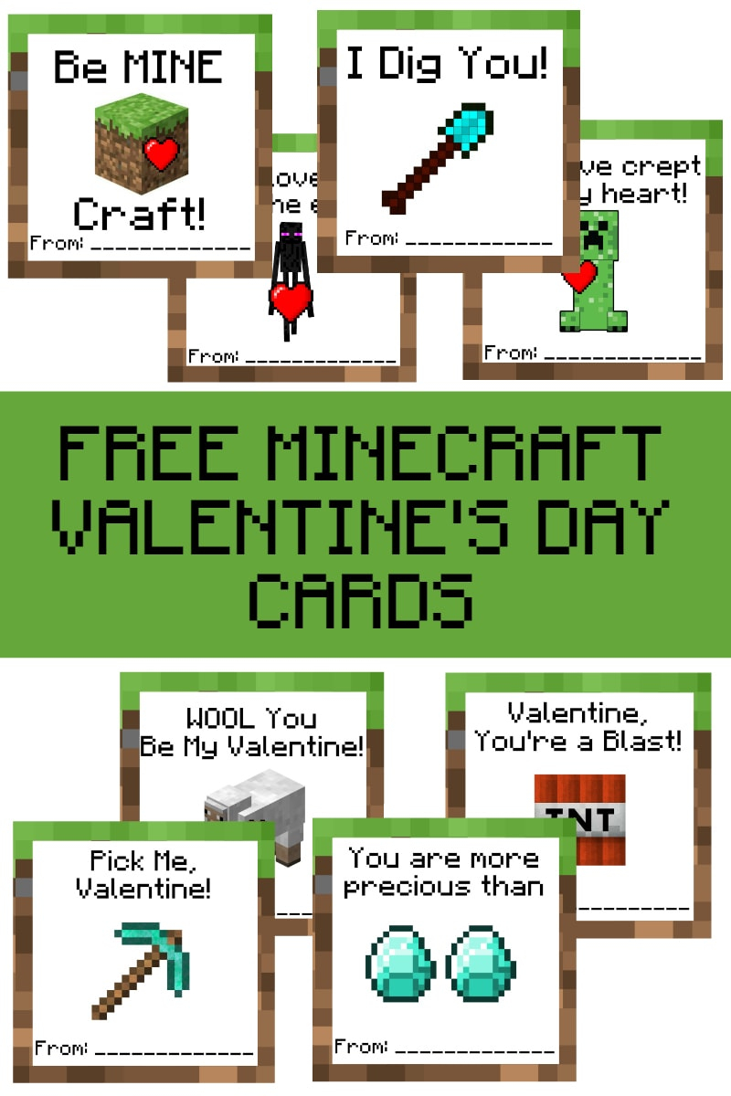 Printable Minecraft Valentines Day Cards
