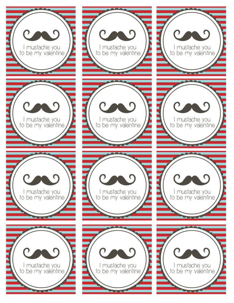 Mustache Valentine Printable Free