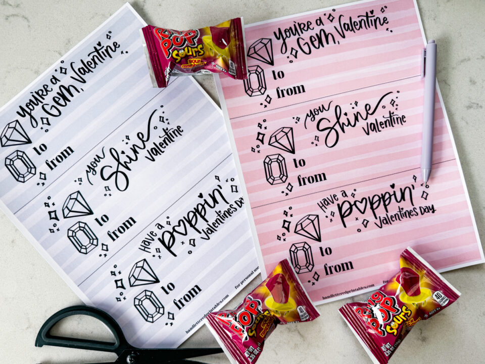 Ring Pop Valentine Printable