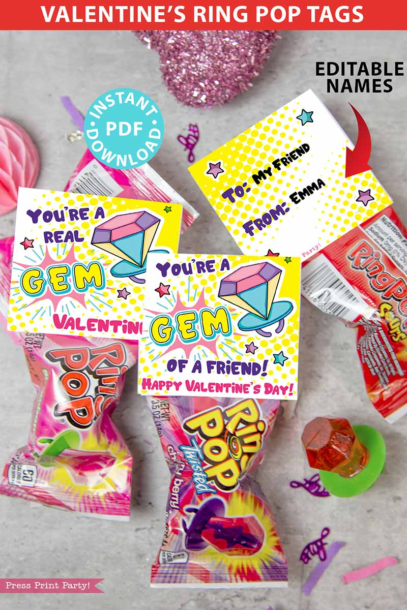 Ring Pop Valentine Printable Free