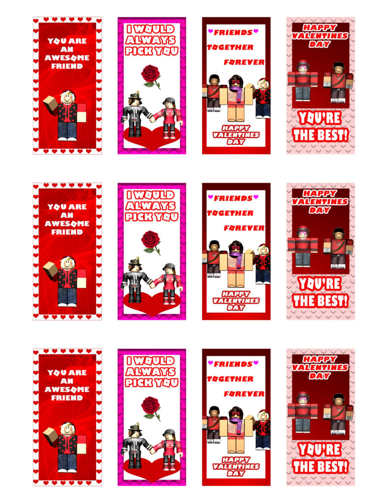 Free Printable Roblox Valentines Cards