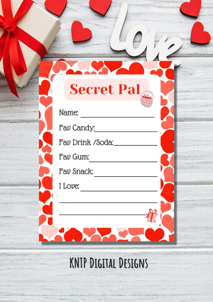 Valentine Exchange Printable Secret Valentine Questionnaire