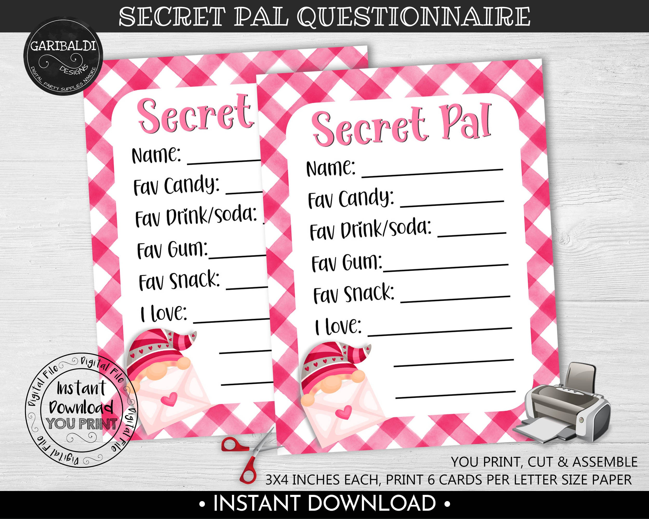 Free Printable Secret Valentine Questionnaire