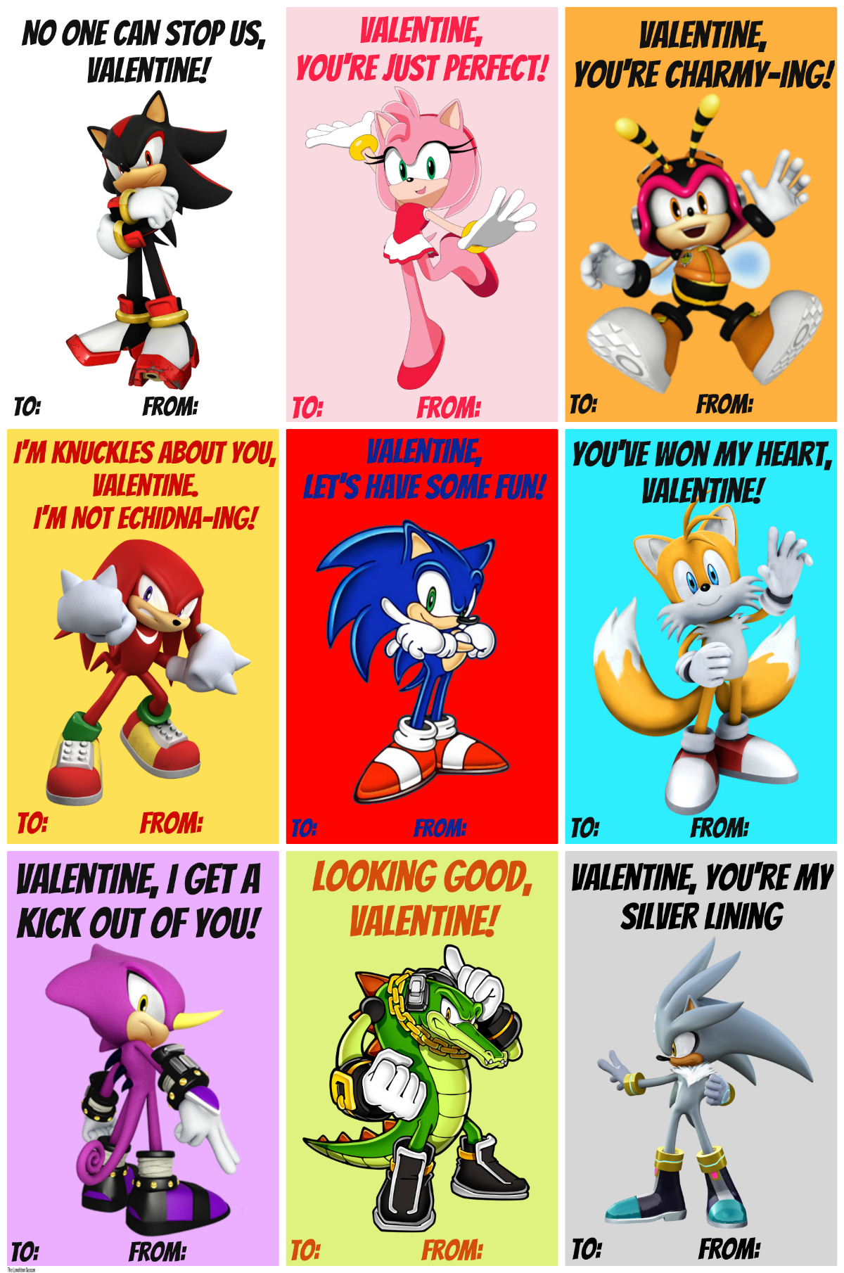 Sonic Valentines Cards Printable