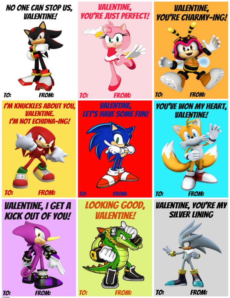 Printable Sonic Valentine Cards