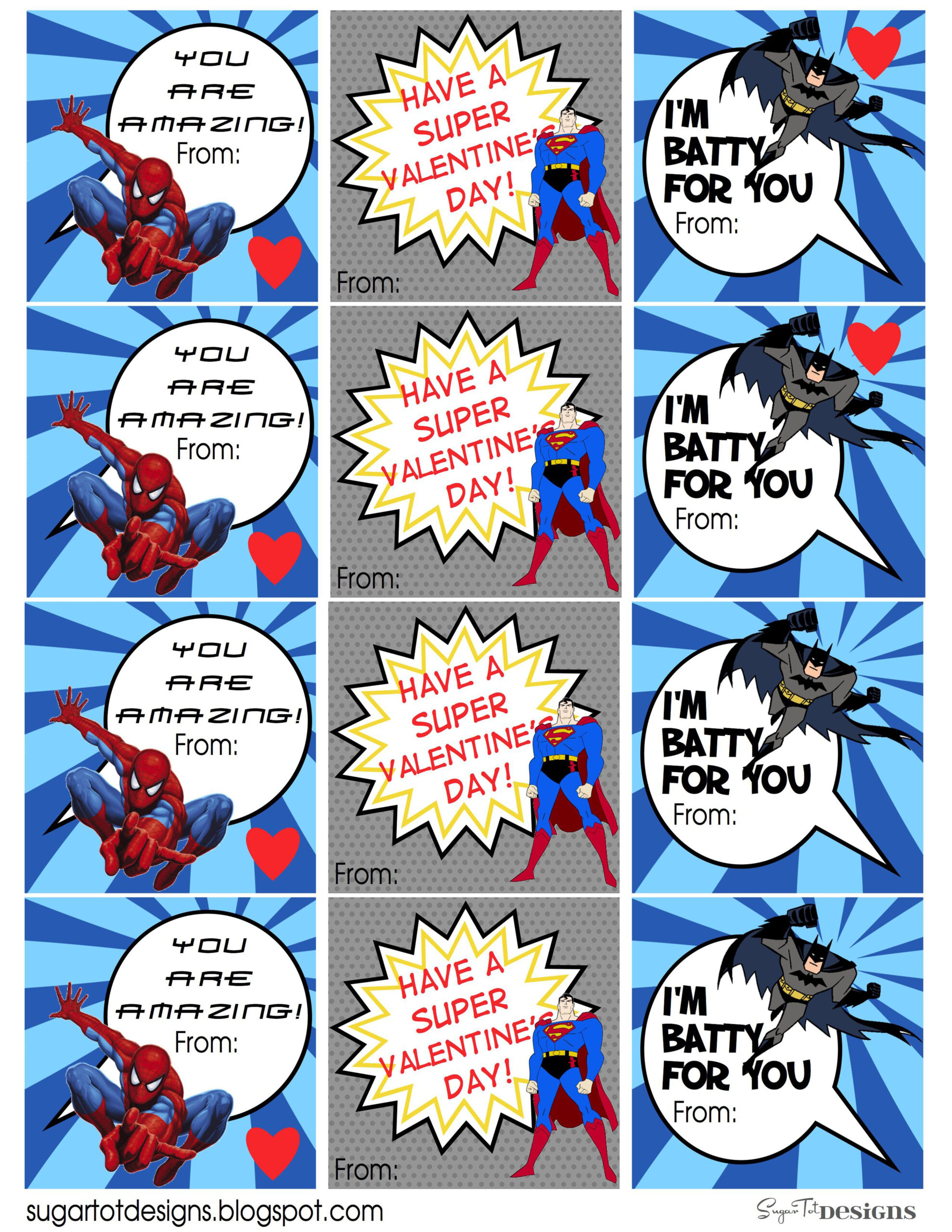 Free Printable Spiderman Valentine's Day Cards
