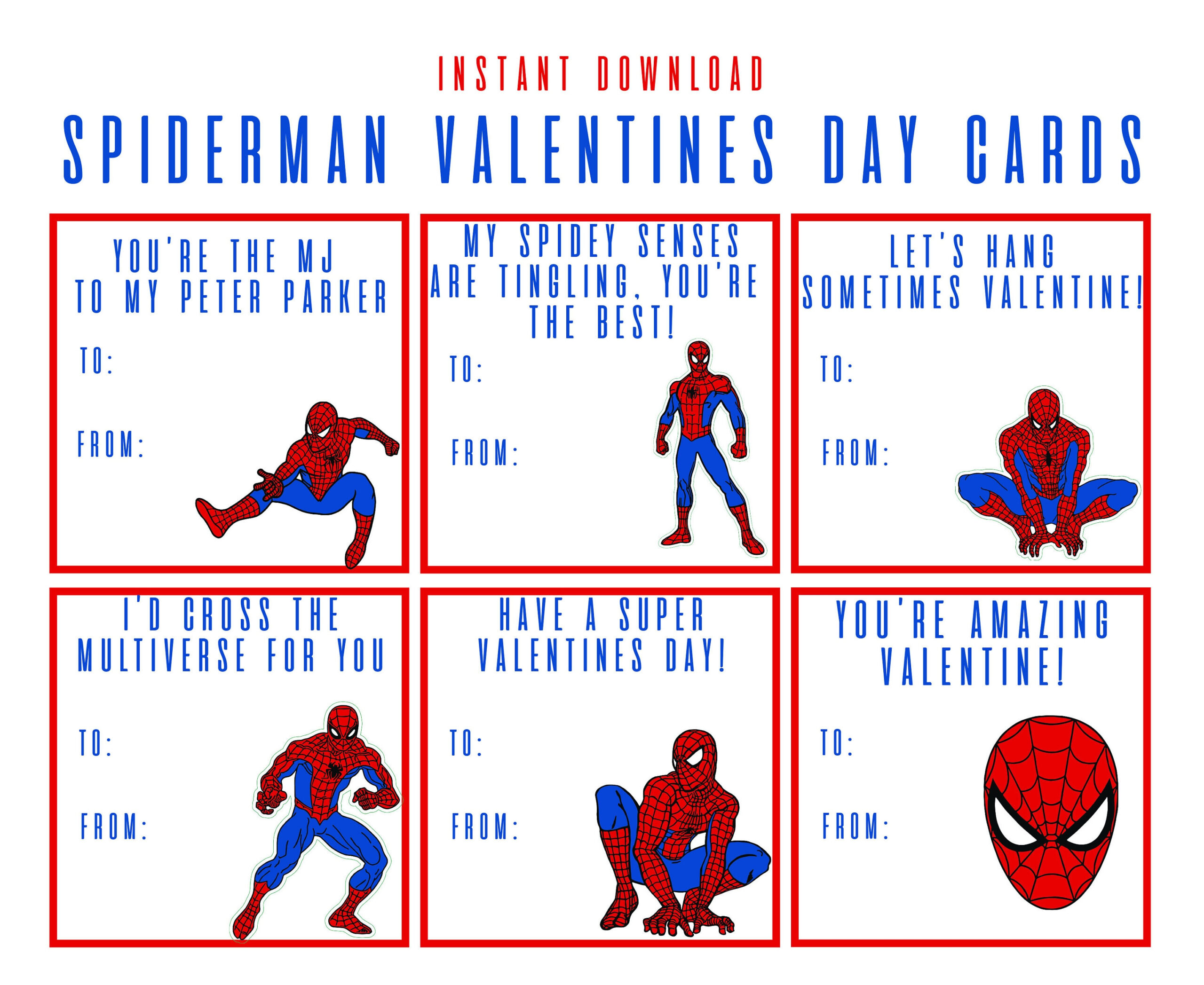 Free Printable Spiderman Valentine's Day Cards