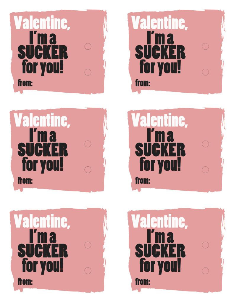 Cat Valentines Printable Suckers