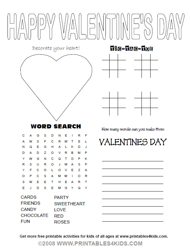 Free Printable Valentine's Day Activity Pages