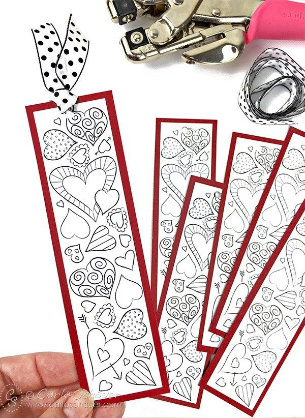 Printable Valentines Bookmarks To Color