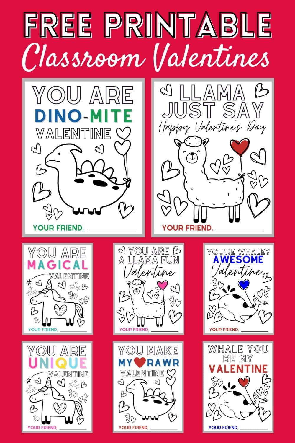 Classroom Valentine Cards Printable