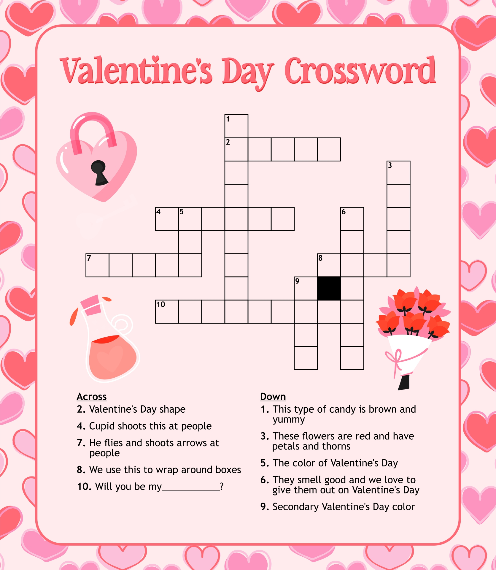 Valentine's Crossword Puzzle Printable