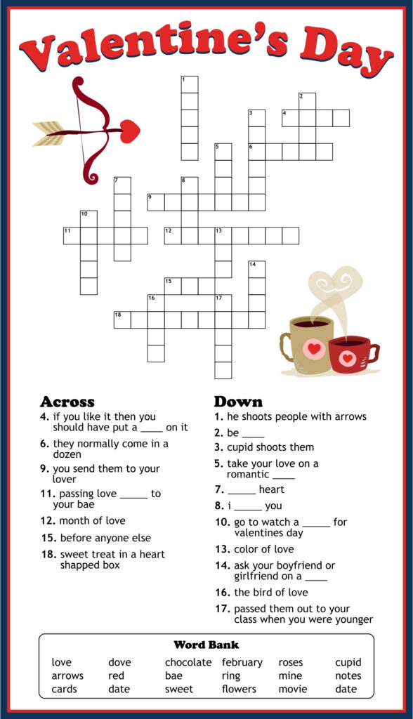 Valentine's Day Crossword Printable