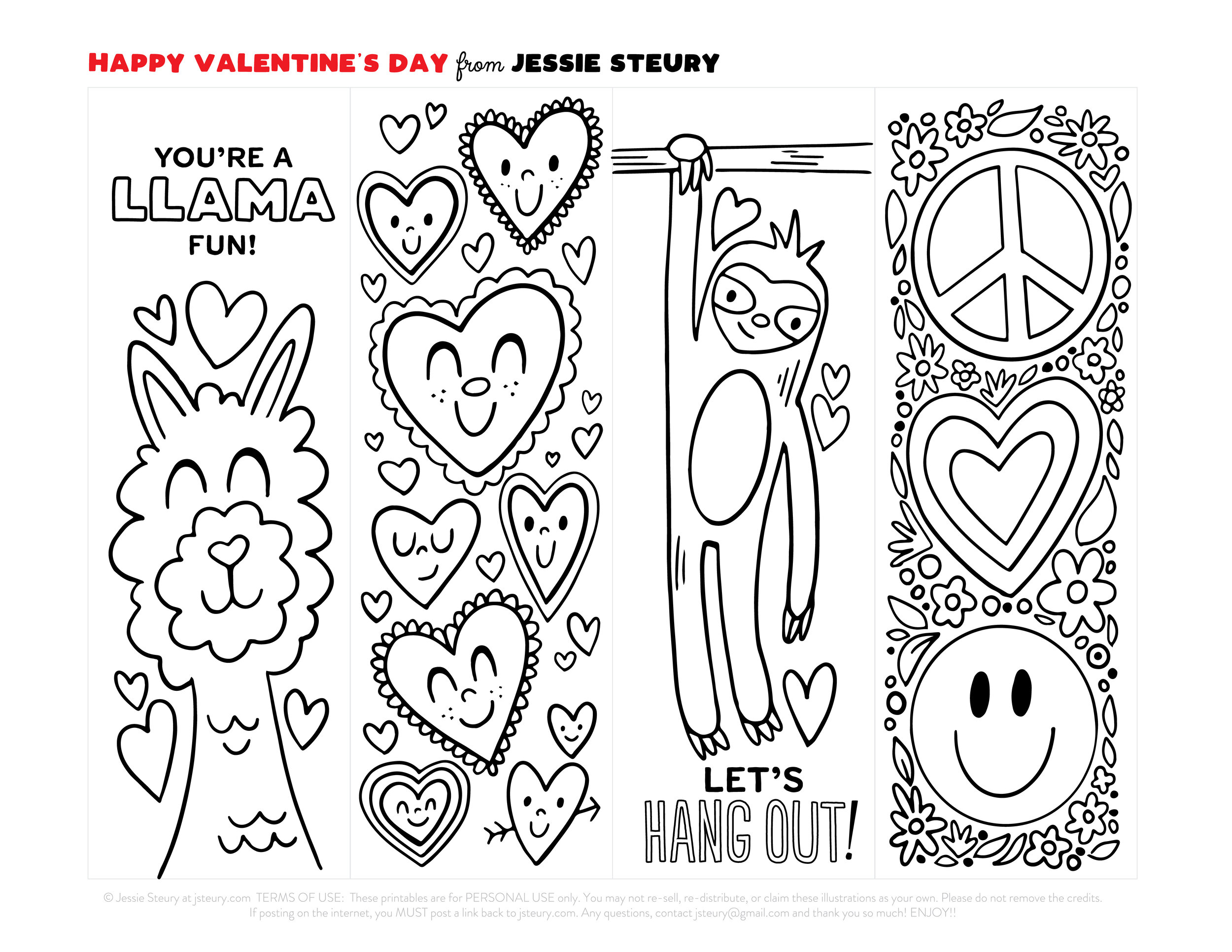 Valentine's Day Bookmarks Printable Free