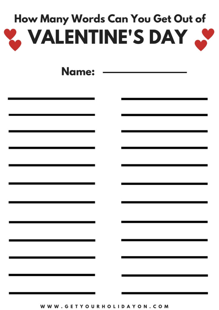 Free Valentines Printable Games