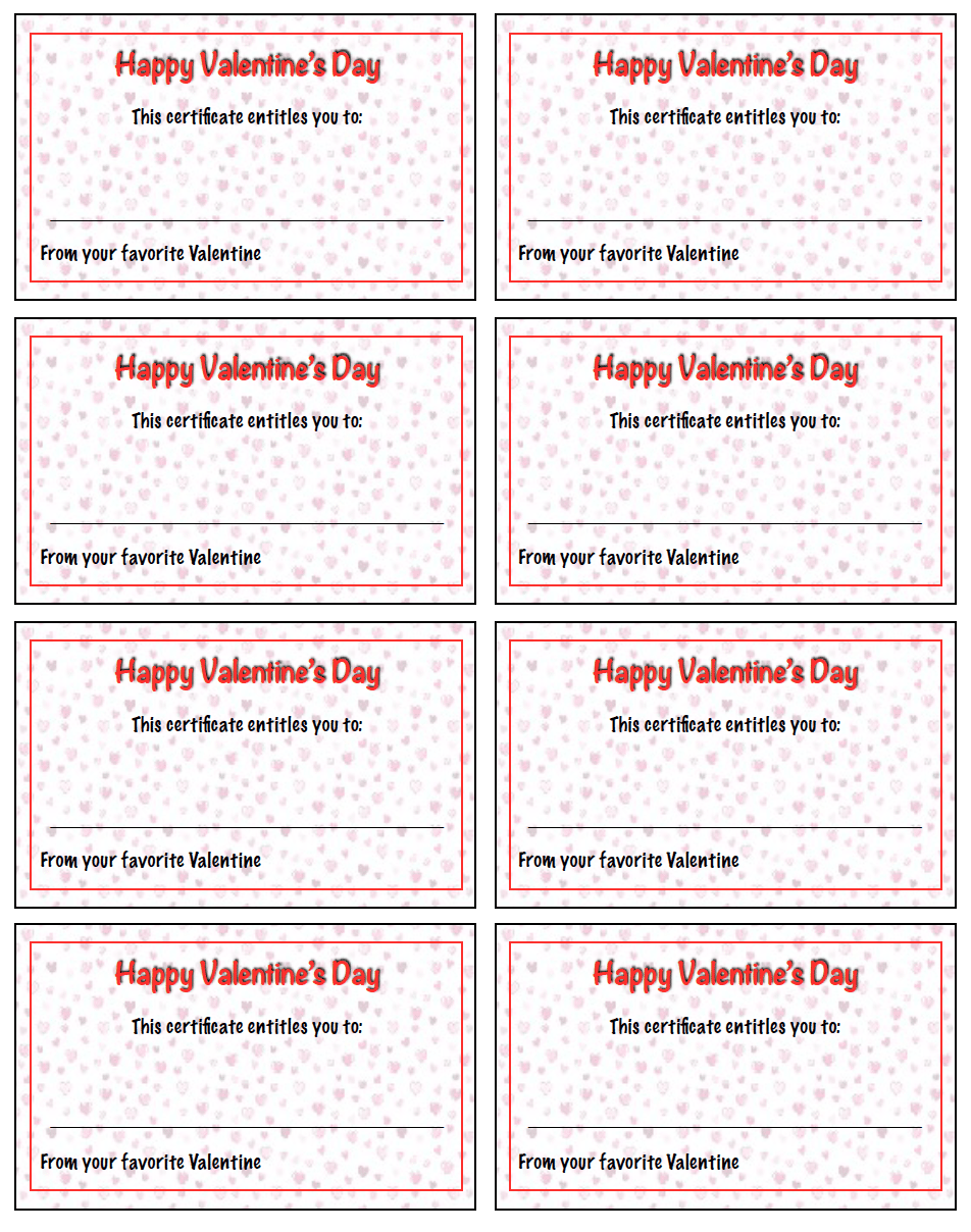 Free Printable Valentine Gift Certificates