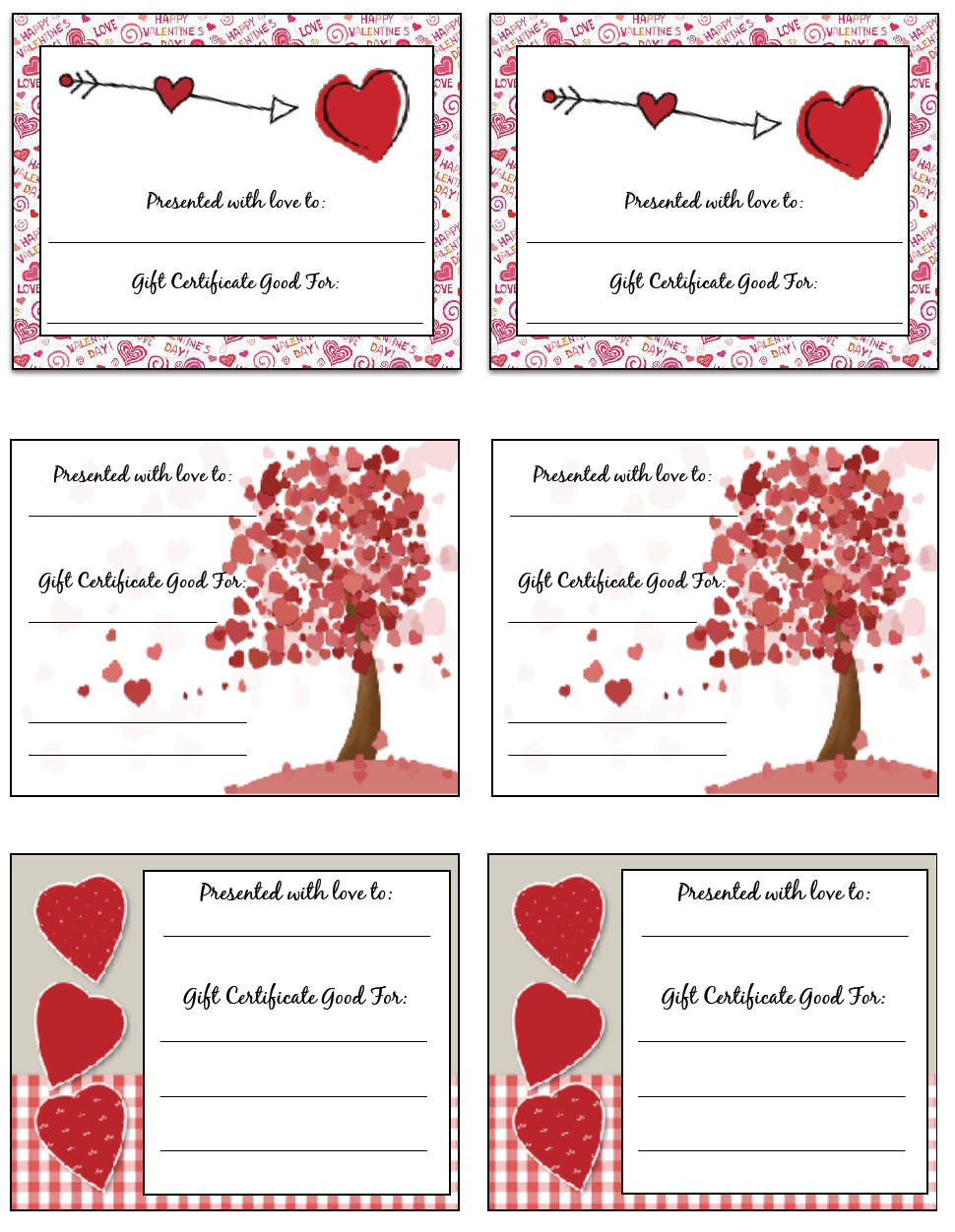 Free Printable Valentine Gift Certificates
