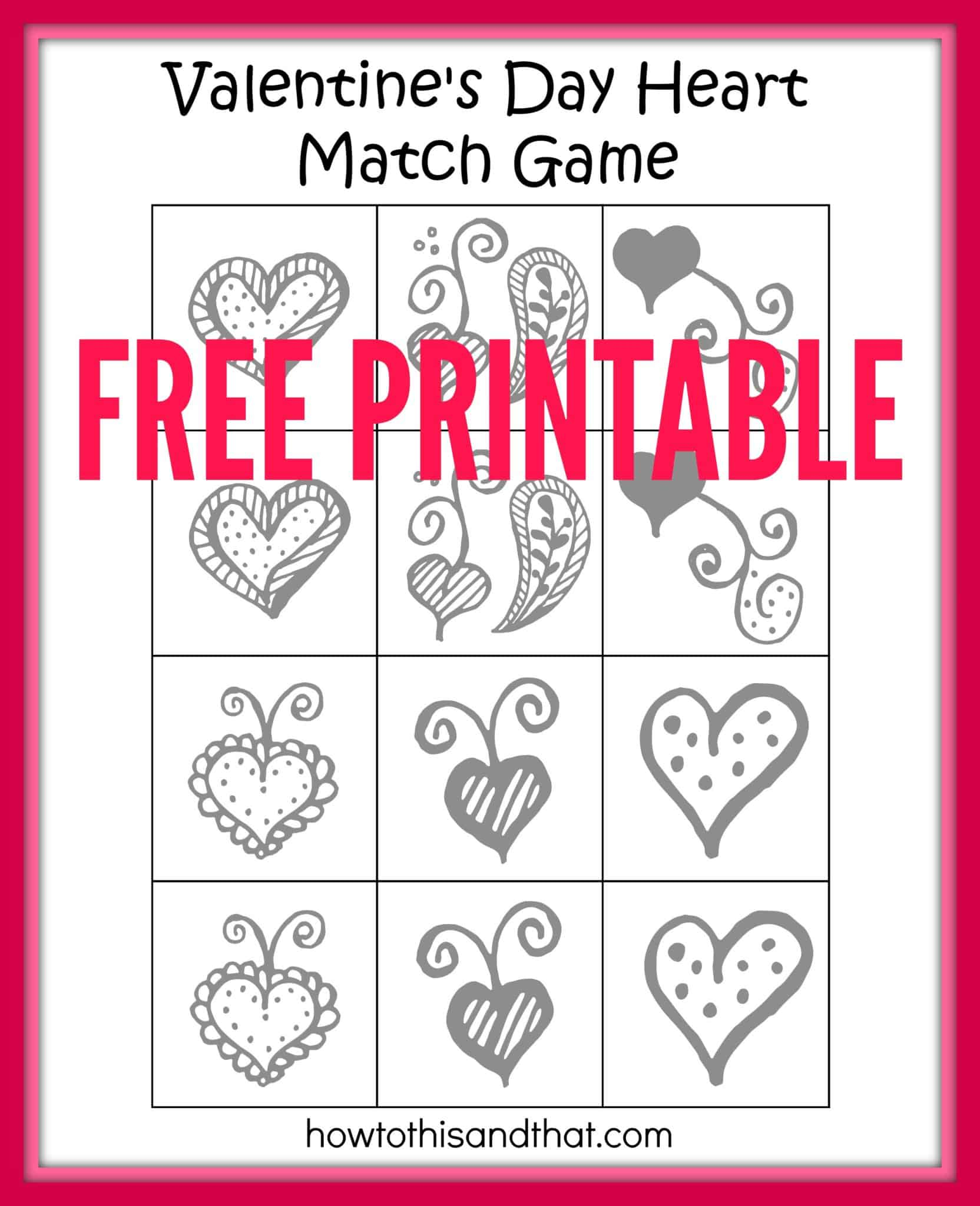 Valentine Matching Game Printable