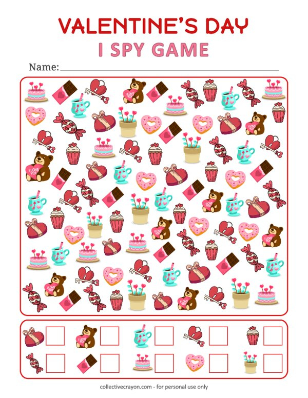 Valentines I Spy Free Printable